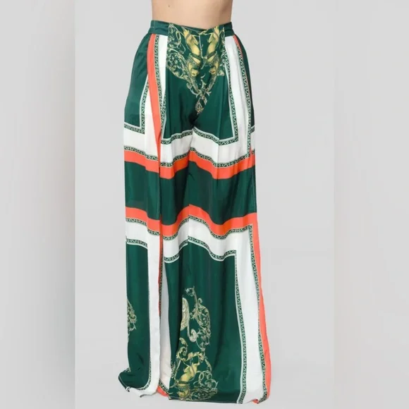 NWOT Fashion Nova Flower Vibes Wide Leg Pant Set matching long sleeve top Large - Picture 4 of 9